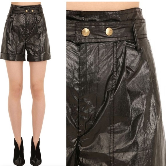Isabel Marant Spring Collection Black Shorts Tweni Coated-Cotton FR40/US8 - Picture 3 of 16